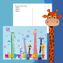 Fête d'anniversaire avec des girafes arc-en-ciel