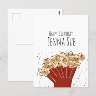 Carte Postale Fête d'anniversaire cinéma en plein air Popcorn  