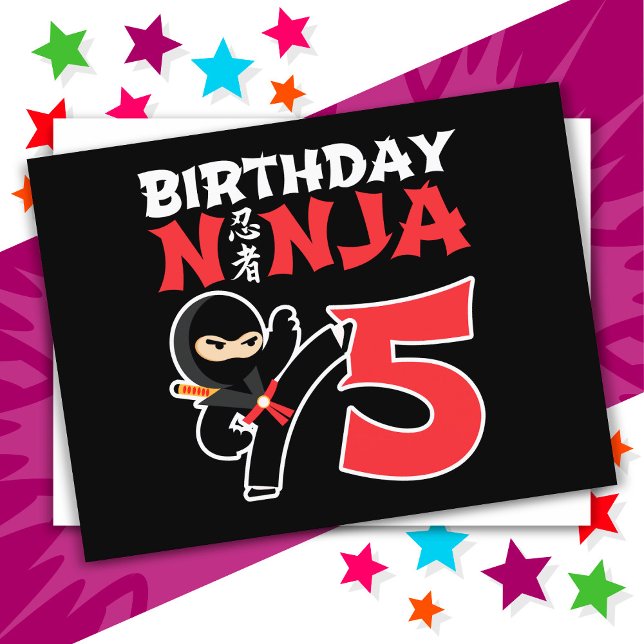 Carte Postale Fête d'anniversaire de 5 ans de ninja de karaté (Créateur téléchargé)
