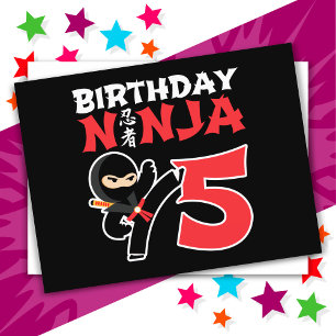 Carte Postale Fête d'anniversaire de 5 ans de ninja de karaté po