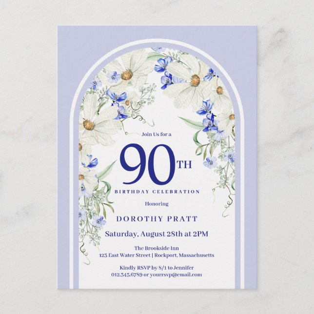 Carte Postale Fête d'anniversaire de 90 ans sous l'arche bohème  (Devant)