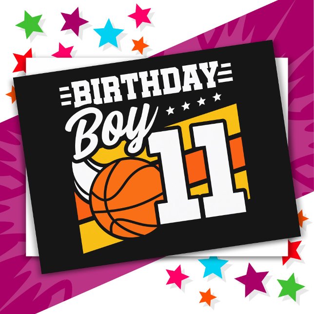 Carte Postale Fête d'anniversaire de basketball de 11 ans pour g (Créateur téléchargé)