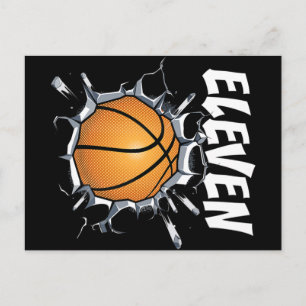 Carte Postale Fête d'anniversaire de basketball de garçon de 11 