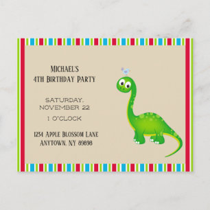 Carte Postale Fête d'anniversaire de dinosaure préhistorique