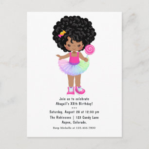 Carte Postale Fête d'anniversaire de fille afro-américaine Candy