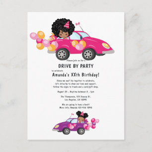 Carte Postale Fête d'anniversaire de fille en voiture rigolote