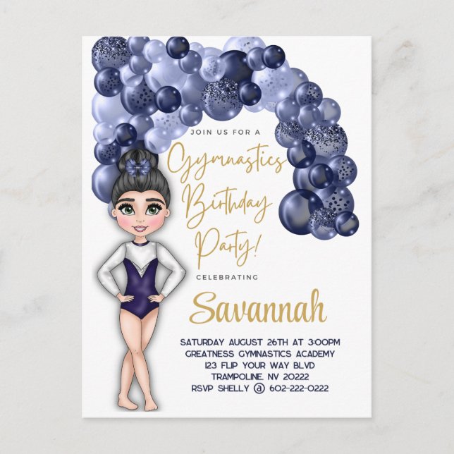 Carte Postale Fête d'anniversaire de gymnastique avec arche de b (Devant)