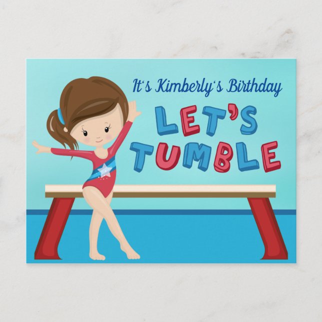 Carte Postale Fête d'anniversaire de gymnastique pour filles All (Devant)