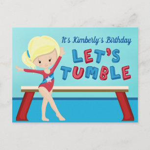Carte Postale Fête d'anniversaire de gymnastique pour filles blo