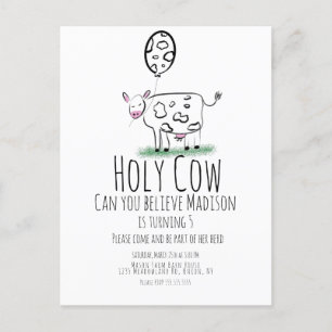 Carte Postale Fête d'anniversaire de la ferme de vaches gribouil