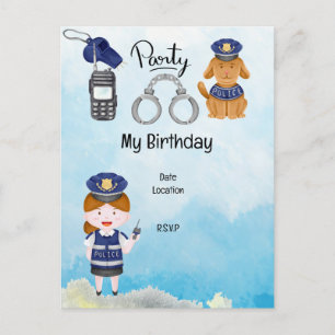 Carte Postale Fête d'anniversaire de la police Enregistrer la da