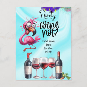 Carte Postale Fête d'anniversaire de l'amateur de vin Flamant ro