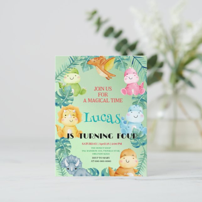 Carte Postale Fête d'anniversaire de l'école de la jungle des di (Debout devant)