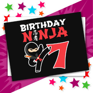 Carte Postale Fête d'anniversaire de ninja de karaté de 7 ans po