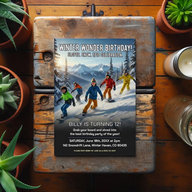 Carte Postale Fête d'anniversaire de snowboard Winter Wonder (Créateur téléchargé)