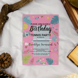 Carte Postale Fête d'anniversaire de tennis Summer Splash