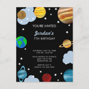 Carte Postale Fête d'anniversaire des garçons Planètes Espace Ga