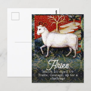 Carte Postale Fête d'anniversaire du signe du zodiaque Bélier le