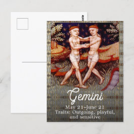 Carte Postale Fête d'anniversaire du signe du zodiaque Gémeaux l