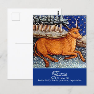 Carte Postale Fête d'anniversaire du signe du zodiaque Taureau