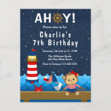 Fête d'anniversaire fille nautique singe rouge et 