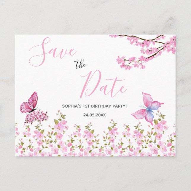 Carte Postale Fête d'anniversaire florale élégante (Devant)