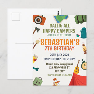 Carte Postale Fête d'anniversaire garçon aventure de plein air c