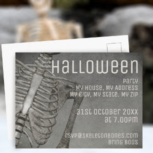 Carte Postale Fête d'anniversaire Halloween squelette effrayant