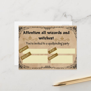 Carte Postale Fête d'anniversaire magique pour sorcier ou sorciè