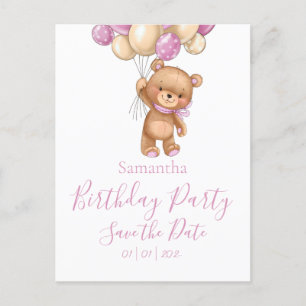 Carte Postale Fête d'anniversaire Nounours Enregistrez la date R