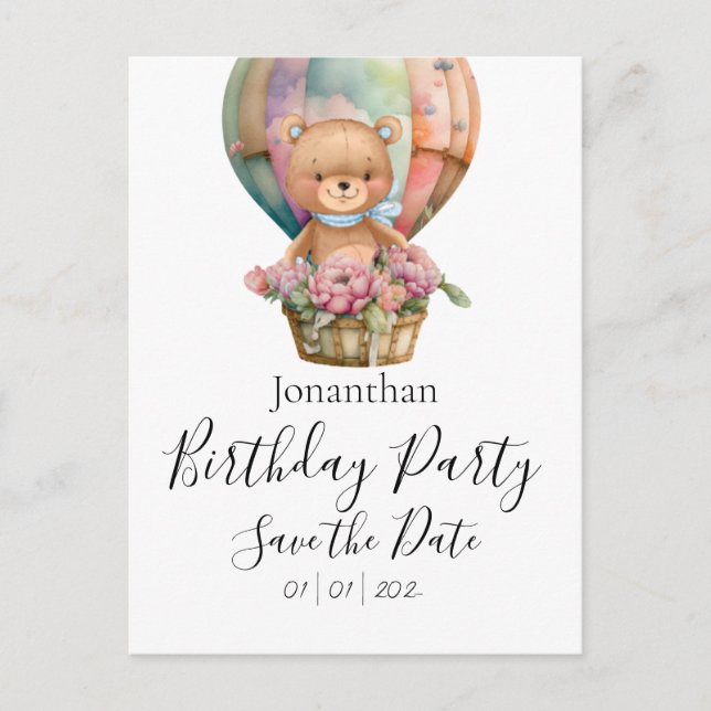 Carte Postale Fête d'anniversaire Ours en peluche, Sauvegarder l (Devant)