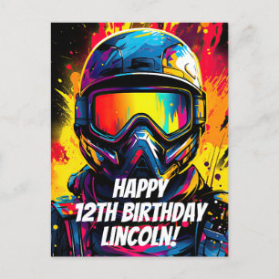 Carte Postale Fête d'anniversaire Paintball Personnalisée