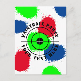 Carte Postale Fête d'anniversaire paintball personnalisée éclabo