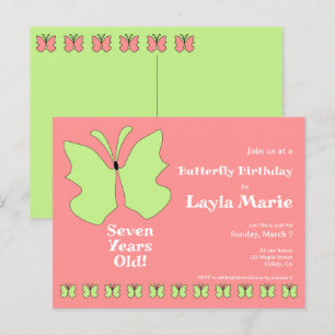 Carte Postale Fête d'anniversaire papillon de sept ans