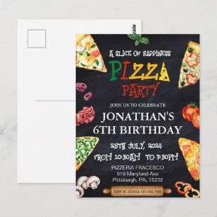 Carte Postale Fête d'anniversaire Pizza 