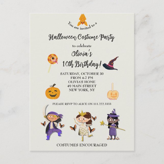 Carte Postale Fête d'anniversaire pour enfants en costume d'Hall (Devant)