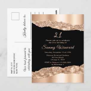 Carte Postale Fête d'anniversaire Rose Gold et Larmes de Glamour