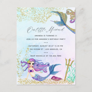 Carte Postale Fête d'anniversaire sur le thème de la sirène