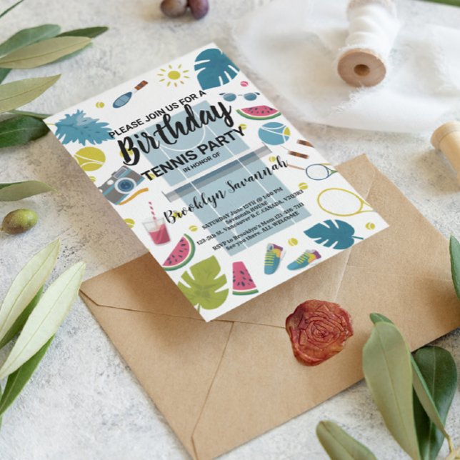 Carte Postale Fête d'anniversaire Tennis Splash d'été (Créateur téléchargé)