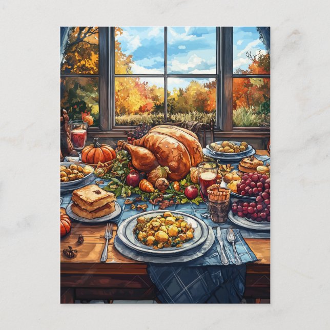 Carte Postale Fête d'automne : Fête de Thanksgiving (Devant)