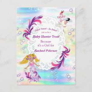 Carte Postale Fête de Baby Shower Sirènes Bébé Arc-en-Ciel Magiq