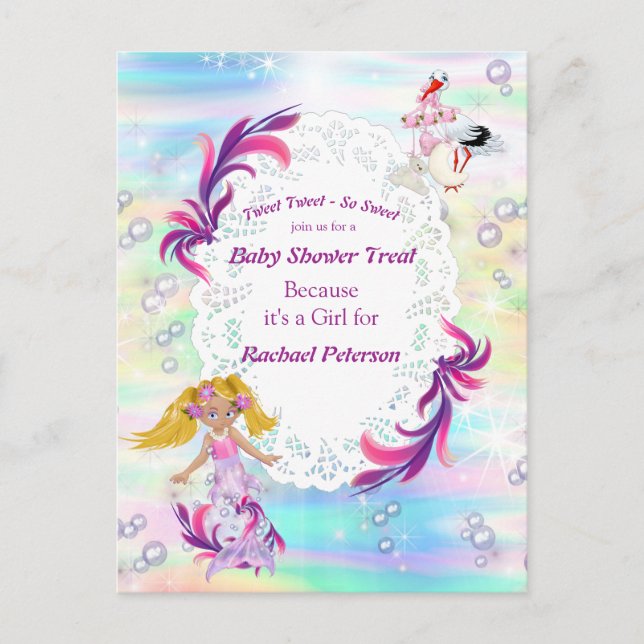 Carte Postale Fête de Baby Shower Sirènes Bébé Arc-en-Ciel Magiq (Devant)
