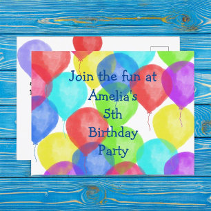 Carte Postale Fête de ballons d'anniversaire coloré