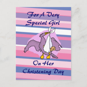 Carte Postale Fête de baptême de l'oiseau des filles