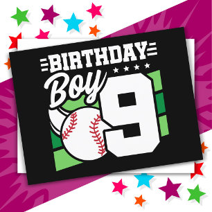 Carte Postale Fête de baseball de 9 ans Thème 9e anniversaire ga
