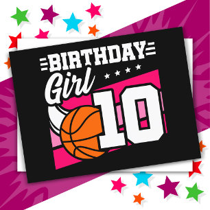 Carte Postale Fête de basket-ball 10 ans Fille 10e anniversaire