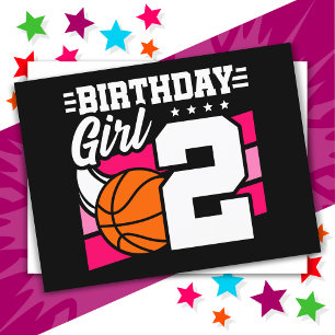 Carte Postale Fête de basket-ball de 2 ans 2e anniversaire fille