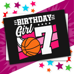 Carte Postale Fête de basketball pour enfant de 7 ans 7ème anniv