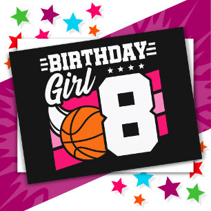 Carte Postale Fête de basketball pour enfant de 8 ans 8ème anniv