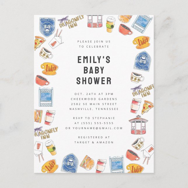 Carte Postale Fête de Bébé à l'aquarelle sur Gilmore Girls (Devant)